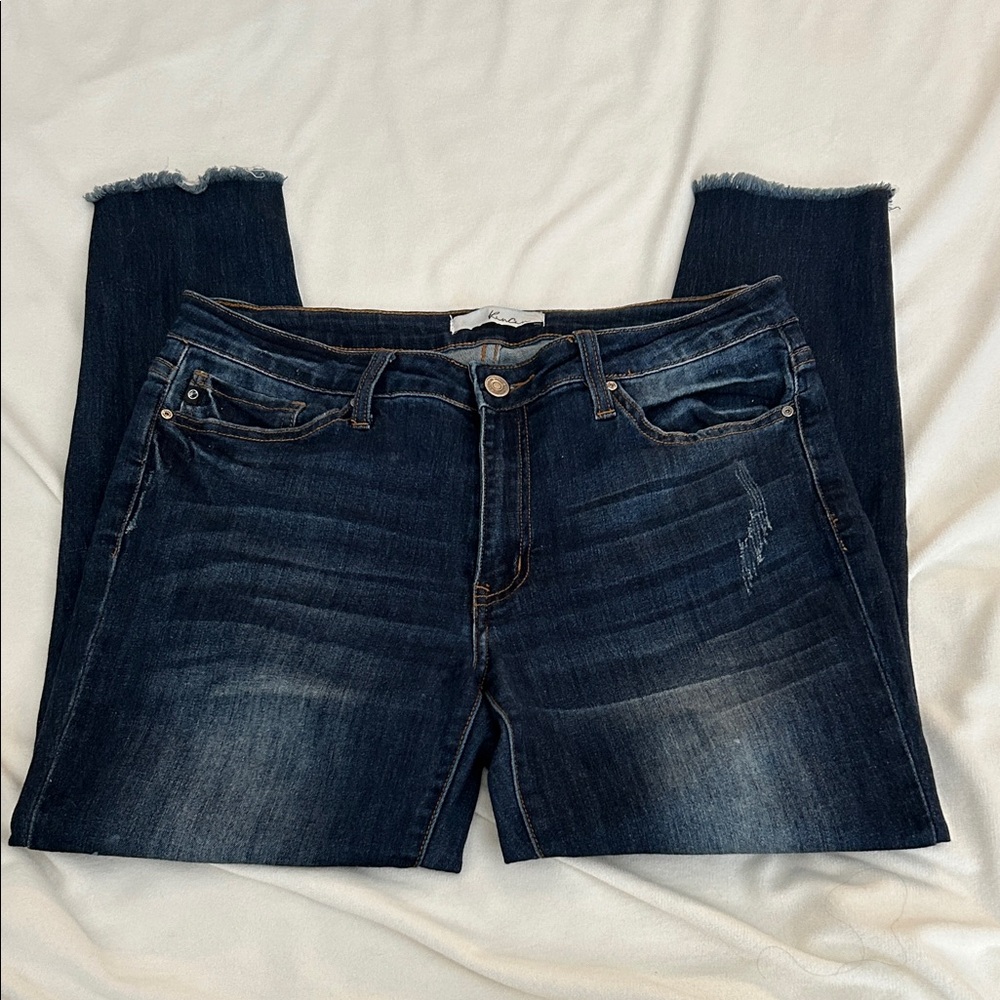 KanCan Dark Wash Dis distressed Ankle Jean Sz:11